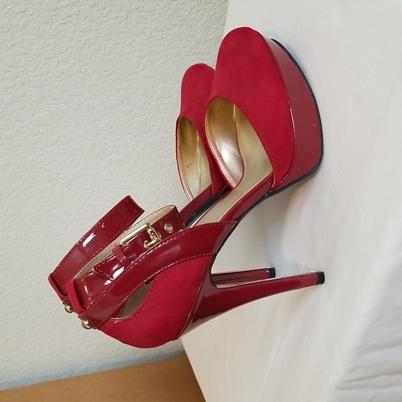 Guess Vibrant Red Suede Platforms Size 7M - Picture 9 of 12